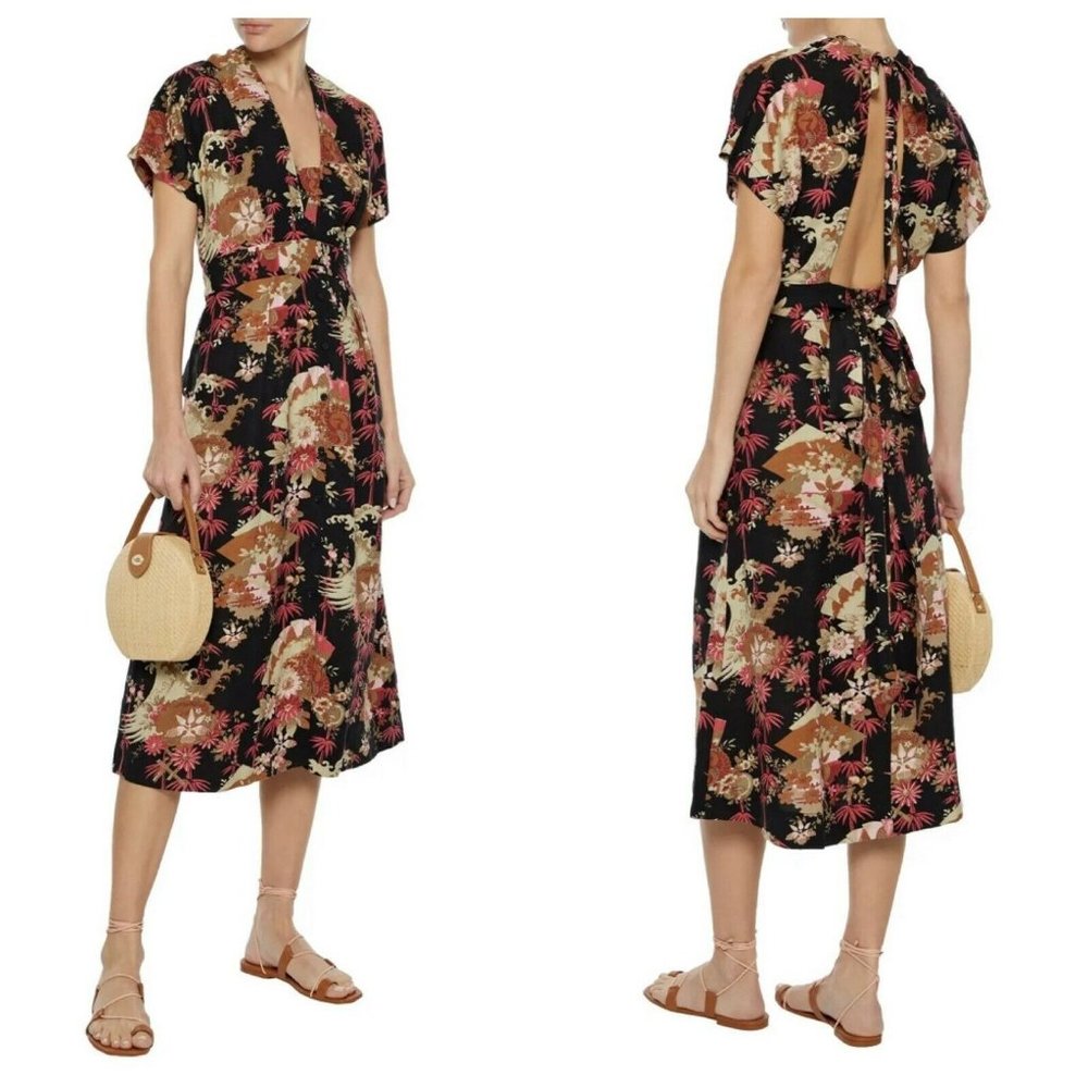 Current/Elliot The Retro Midi Dress Linen NEW - Picture 13 of 13